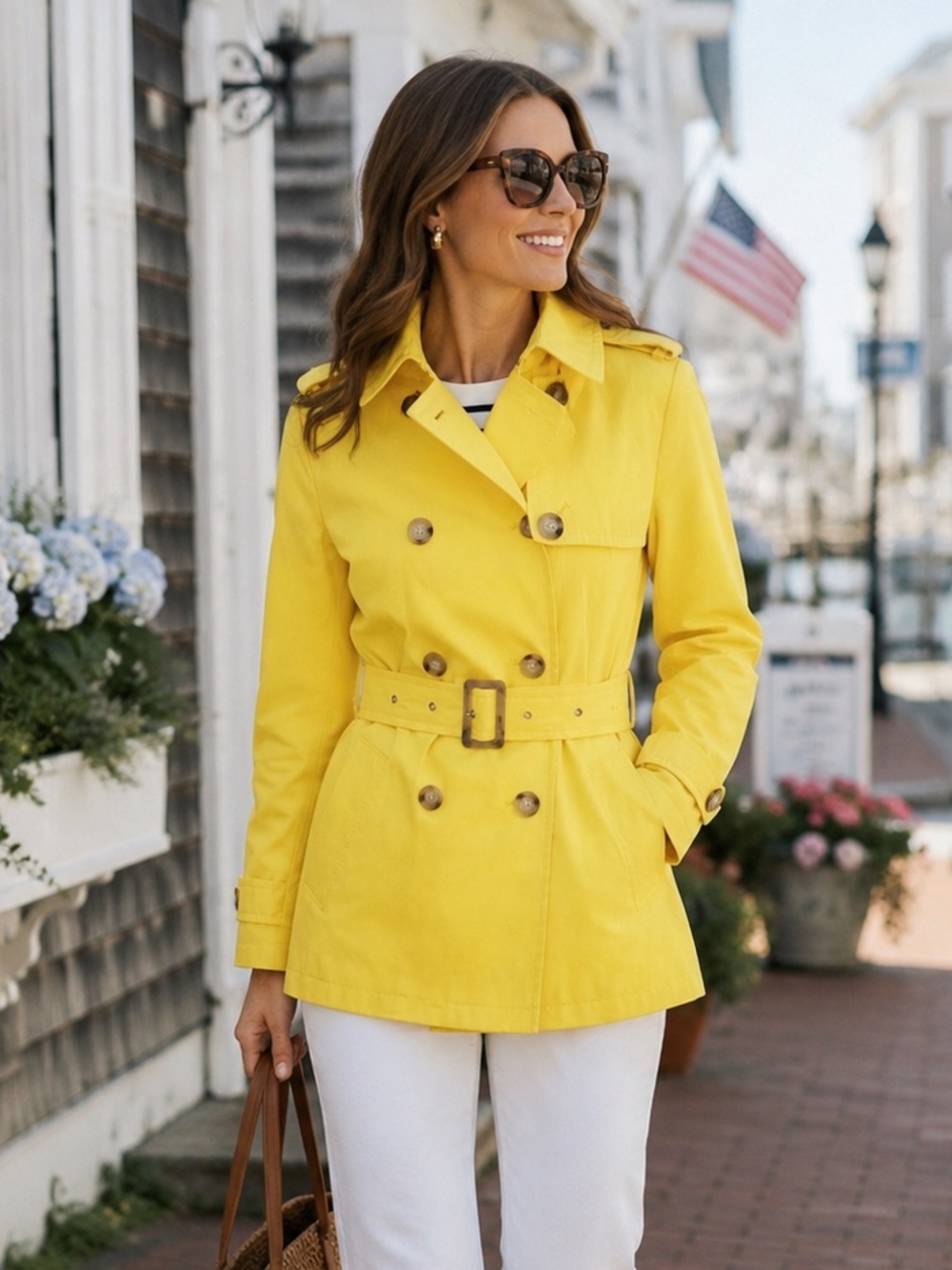 Lauren Ralph Lauren Yellow Trench Coat Jacket Size Small Cotton Blend l Raincoat
